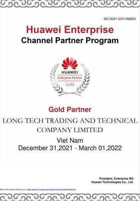 Chứng nhận Đối Tác Vàng (Gold Partner) của Huawei dành cho Long Tech