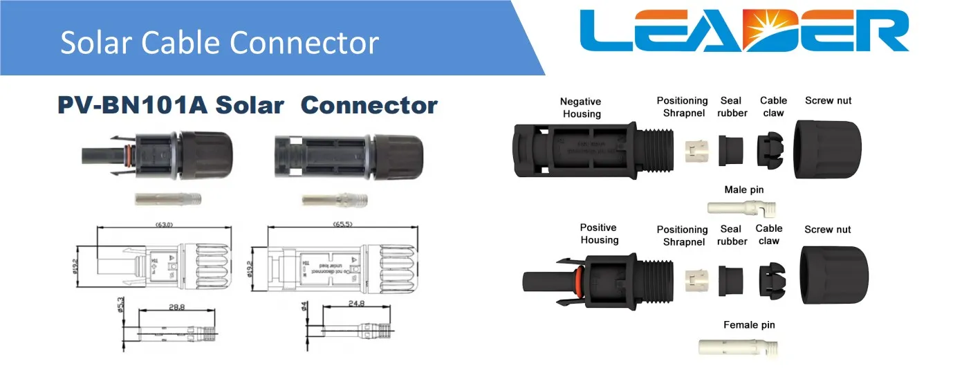 Cấu tạo đầu nối cáp điện mặt trời LEADER PV-BN101A